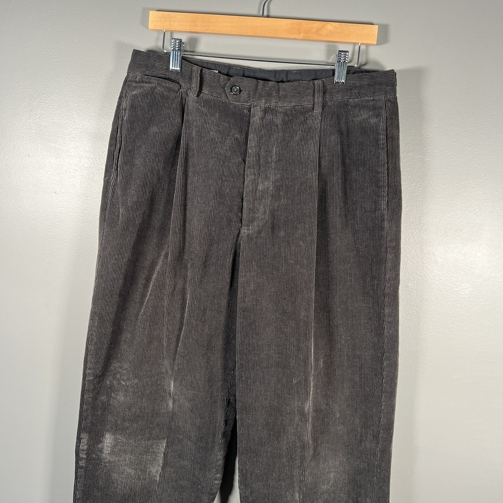 Cutter Buck Corduroy Pants Mens 34x32 (Fits 32x32) Dark Gray Pleated Front